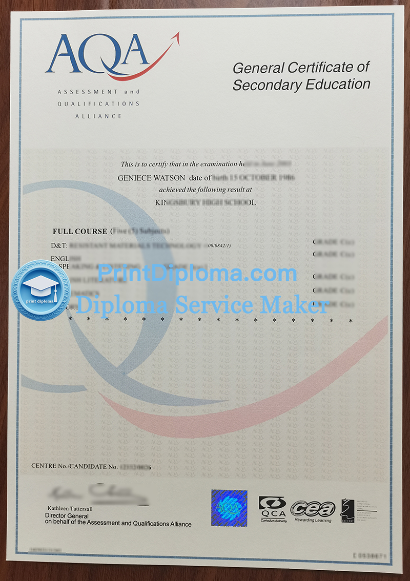 AQA GCSE certificate