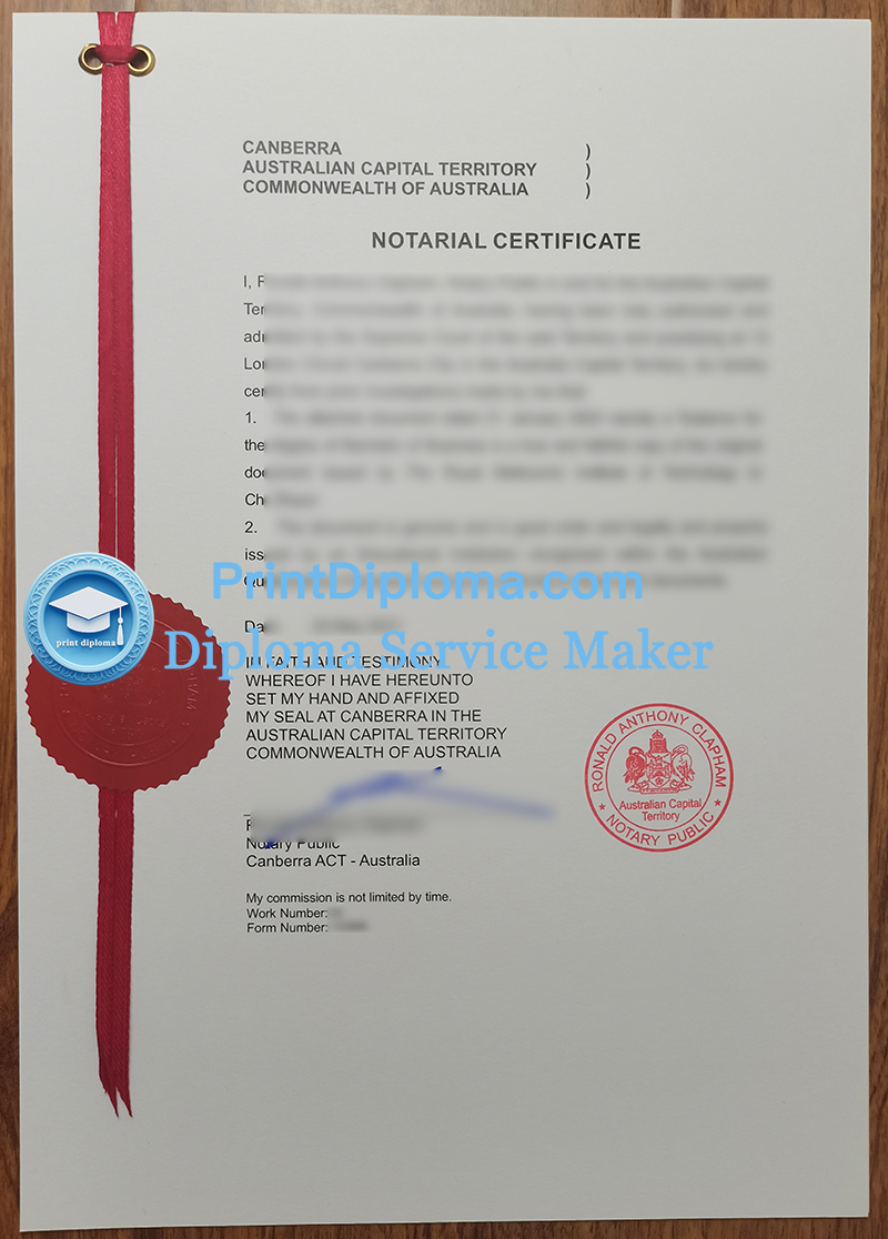 Australia Notarial certificate