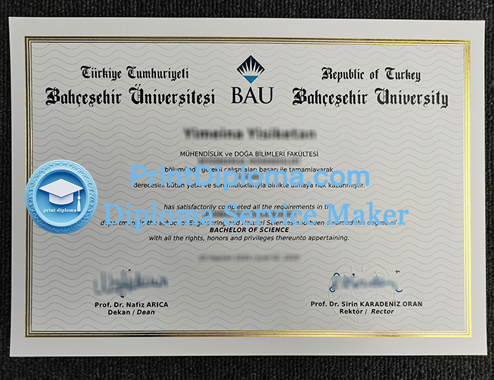 Bahçeşehir University diploma